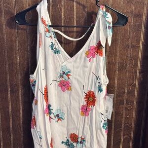 a.n.a White Tank Top with Multicolor Floral Design